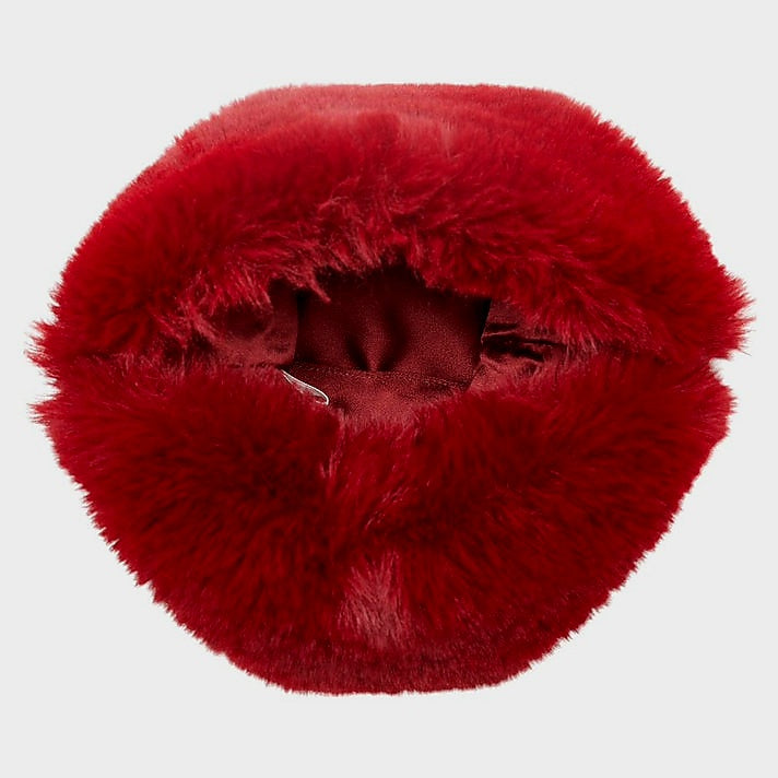 Jimmy Choo Red Fur Gold Chain Shoulder Bag