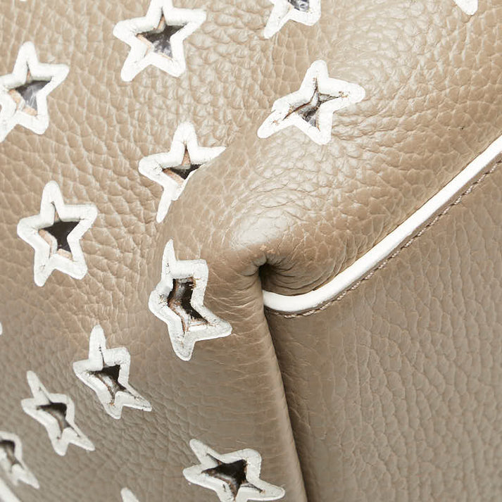 Jimmy Choo Leather Python Star Punching 2way Bag Beige Tote