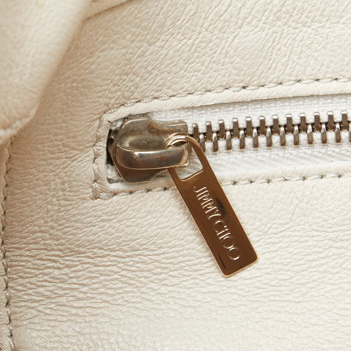 Jimmy Choo Leather Python Star Punching 2way Bag Beige Tote