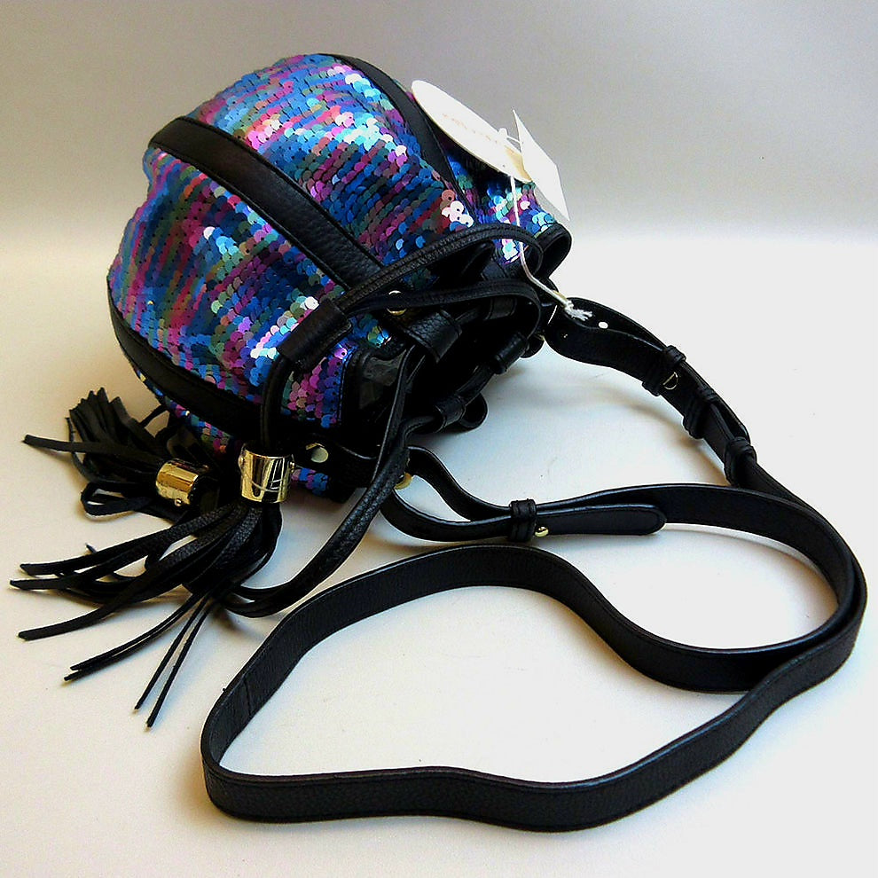 See by Chloe Vicky Evening Multicolor Sequin Leather Bucket Shoulder Bag