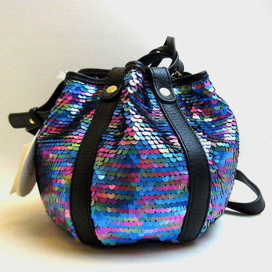 See by Chloe Vicky Evening Multicolor Sequin Leather Bucket Shoulder Bag