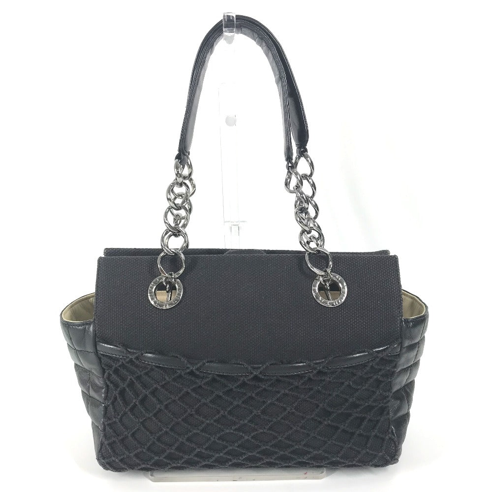 CHANEL Tote Bag Leather/canvas black mesh CC COCO Mark Chocolate Bar
