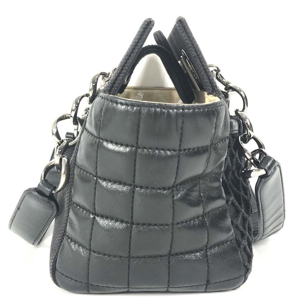 CHANEL Tote Bag Leather/canvas black mesh CC COCO Mark Chocolate Bar