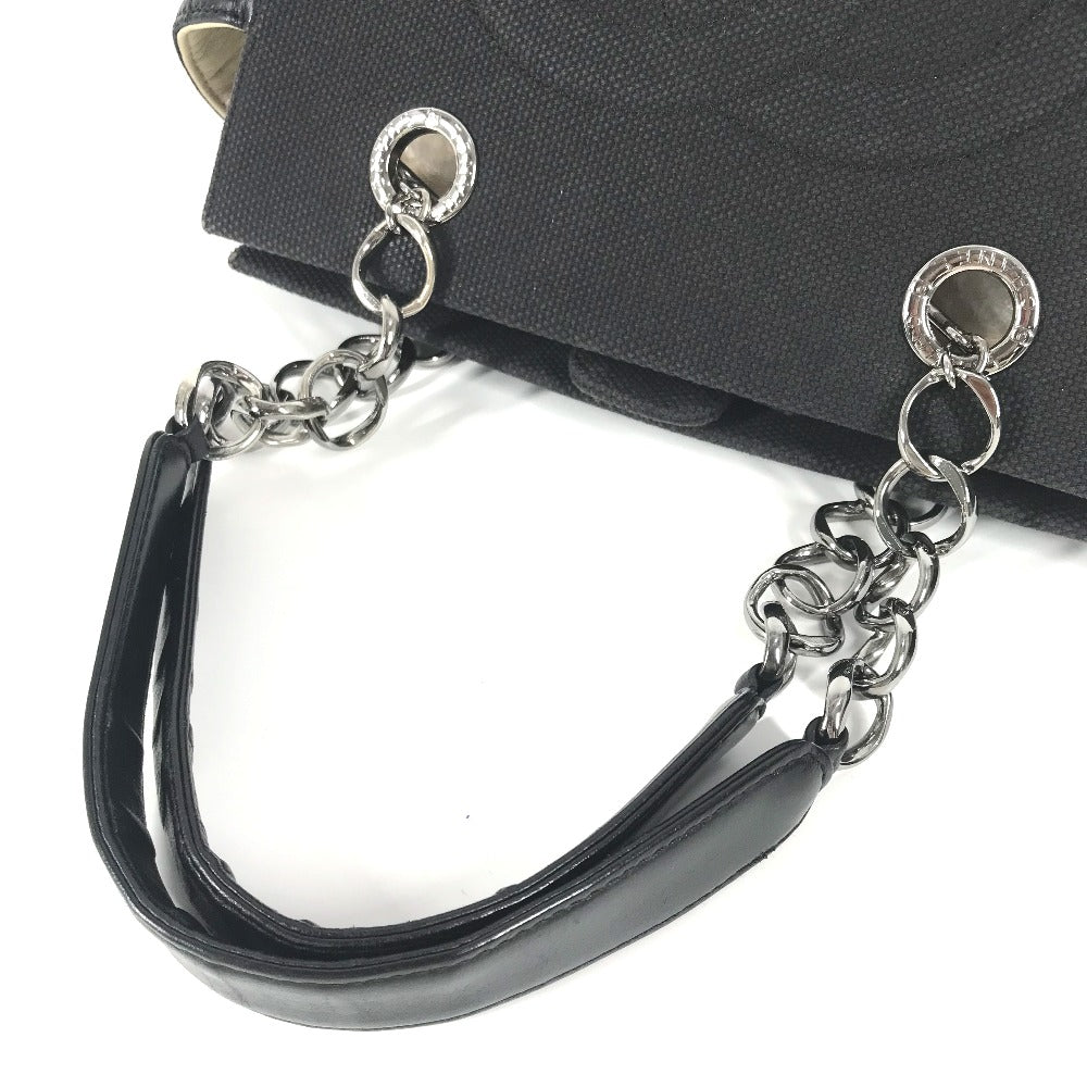 CHANEL Tote Bag Leather/canvas black mesh CC COCO Mark Chocolate Bar