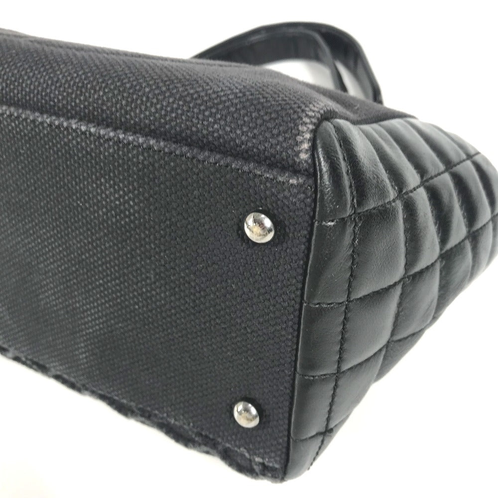 CHANEL Tote Bag Leather/canvas black mesh CC COCO Mark Chocolate Bar