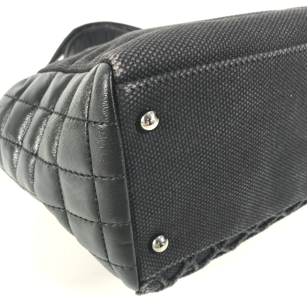 CHANEL Tote Bag Leather/canvas black mesh CC COCO Mark Chocolate Bar