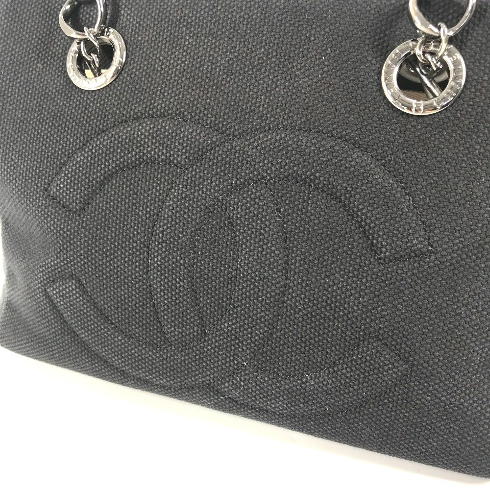 CHANEL Tote Bag Leather/canvas black mesh CC COCO Mark Chocolate Bar