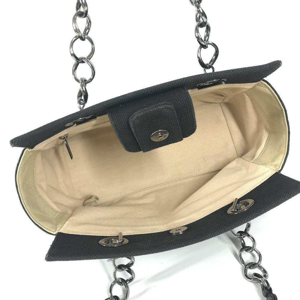CHANEL Tote Bag Leather/canvas black mesh CC COCO Mark Chocolate Bar