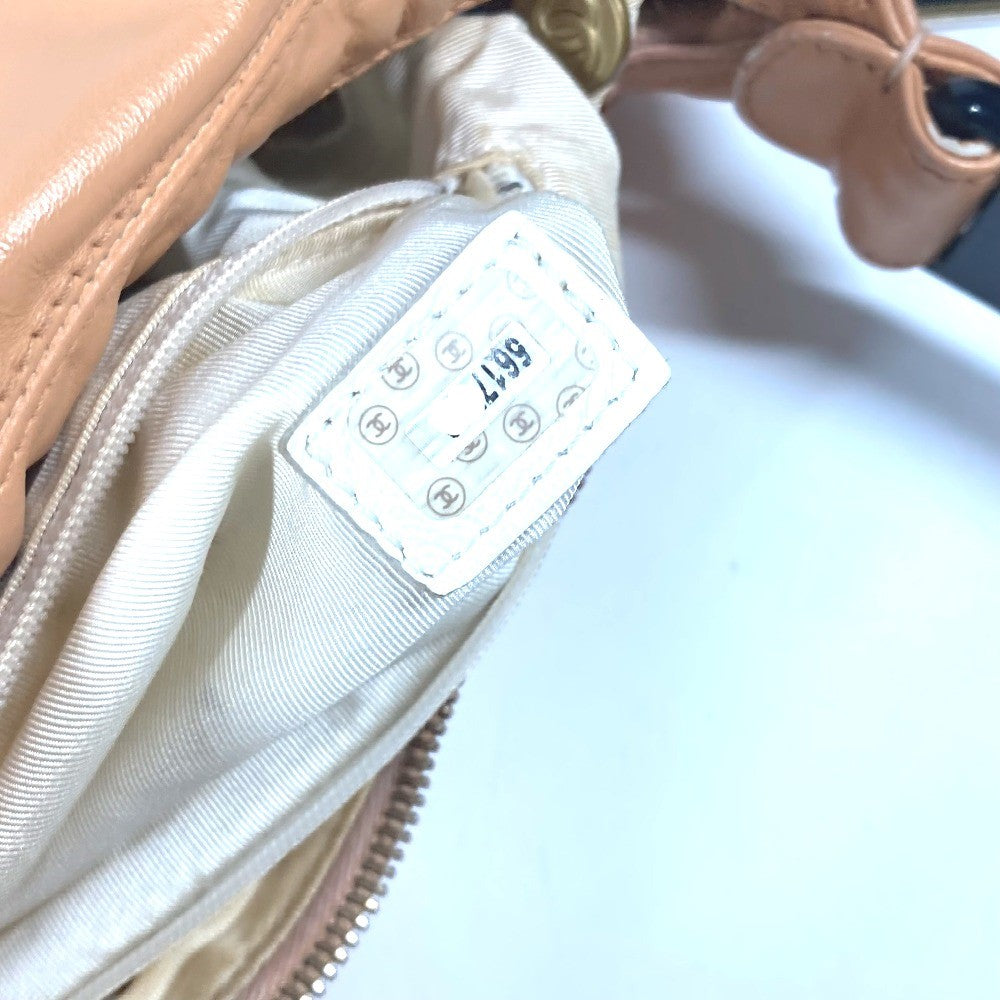 CHANEL Handbag leather beige Plat stick handle CC COCO Mark