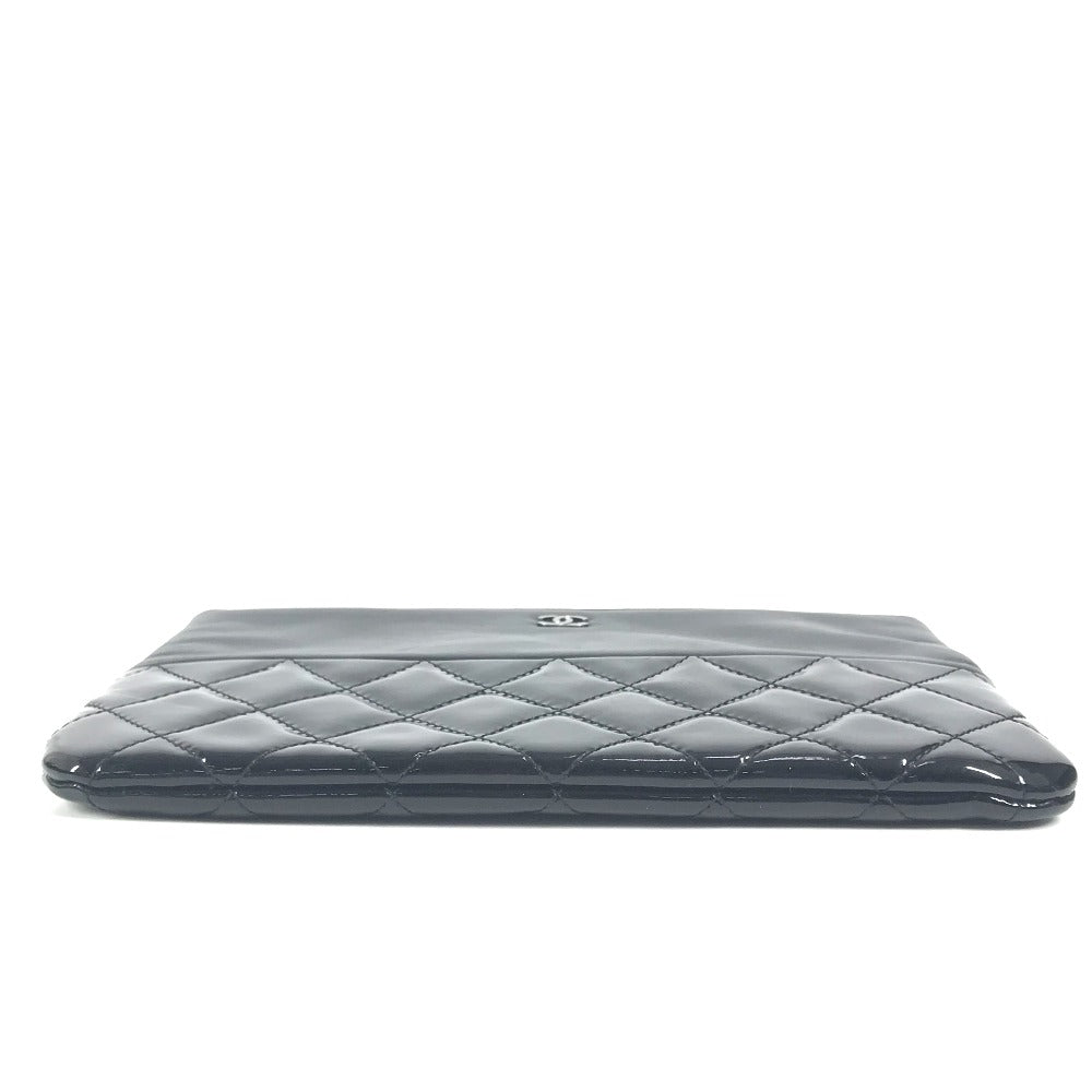 CHANEL Clutch bag Leather, Patent Leather black CC COCO Mark logo