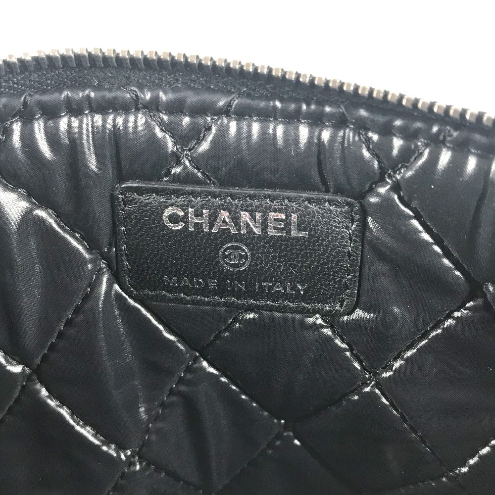 CHANEL Clutch bag Leather, Patent Leather black CC COCO Mark logo