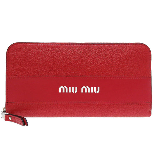 MIUMIUM Long Wallet Leather Red