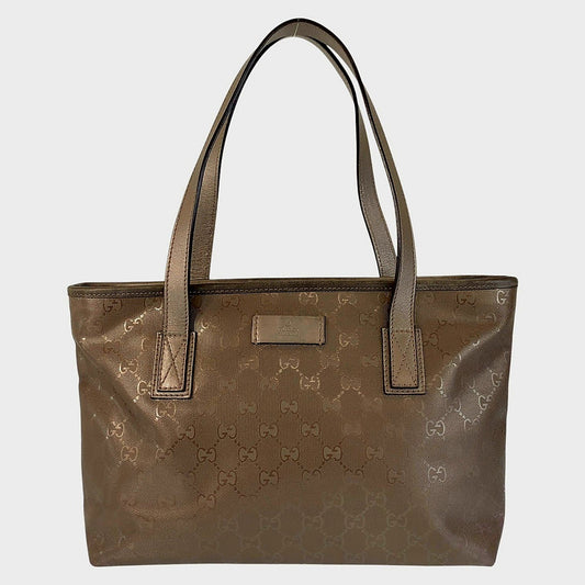 Gucci Bronze Metallic Brown GG Imprime Tote Bag