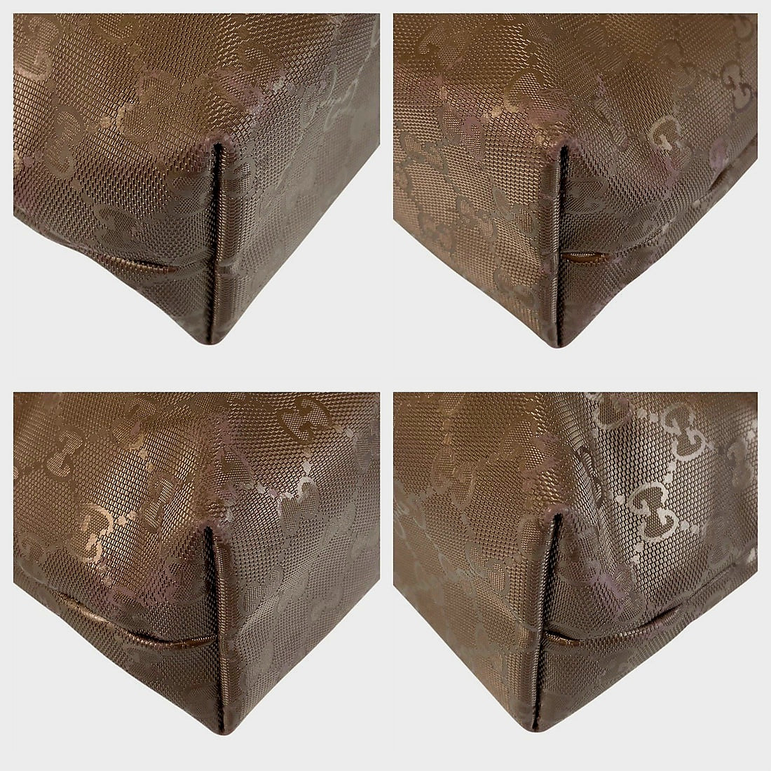 Gucci Bronze Metallic Brown GG Imprime Tote Bag