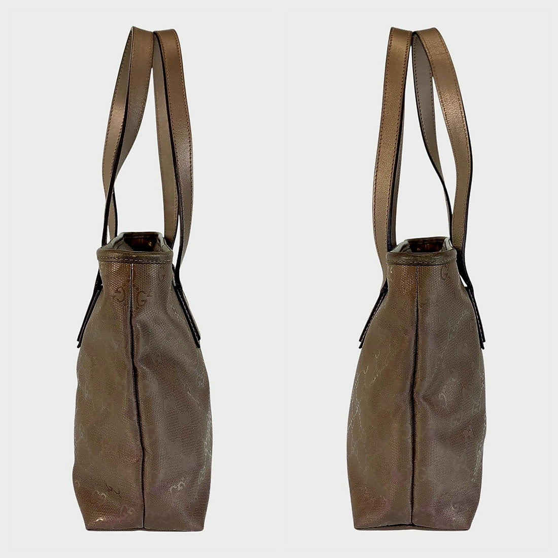 Gucci Bronze Metallic Brown GG Imprime Tote Bag