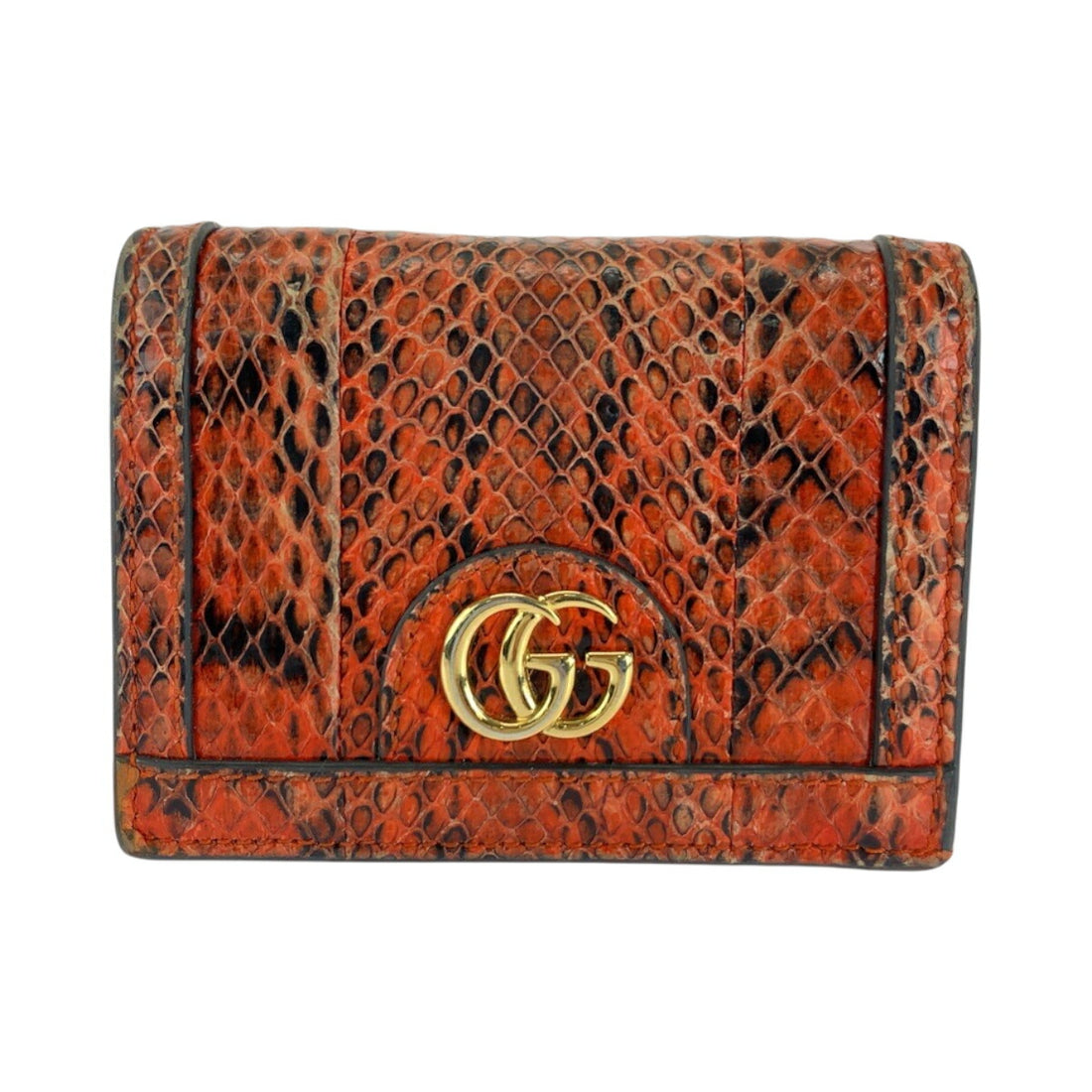 Gucci Python Ophidia GG Compact Wallet Orange Gold Hardware