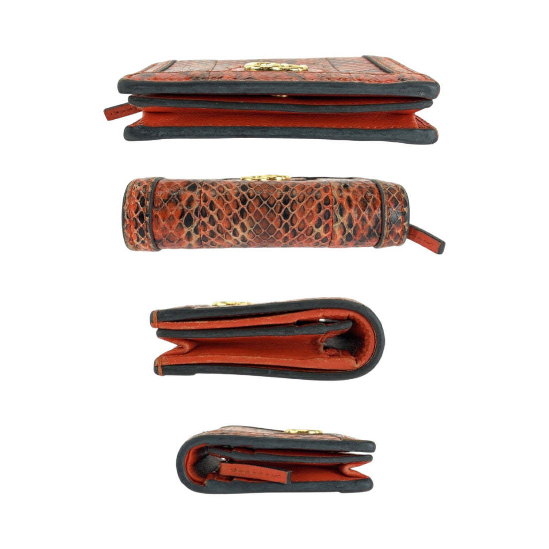 Gucci Python Ophidia GG Compact Wallet Orange Gold Hardware