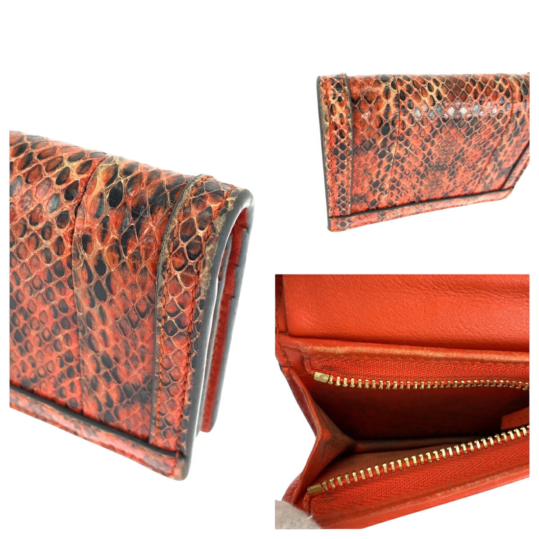 Gucci Python Ophidia GG Compact Wallet Orange Gold Hardware