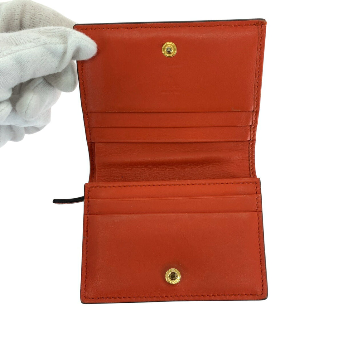 Gucci Python Ophidia GG Compact Wallet Orange Gold Hardware