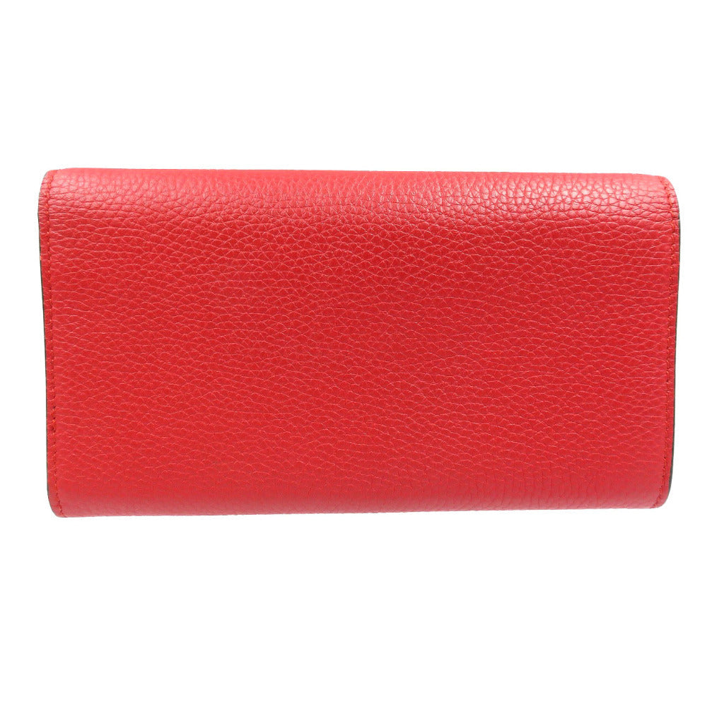 GUCCI Long Wallet Leather Red Animalier Continental