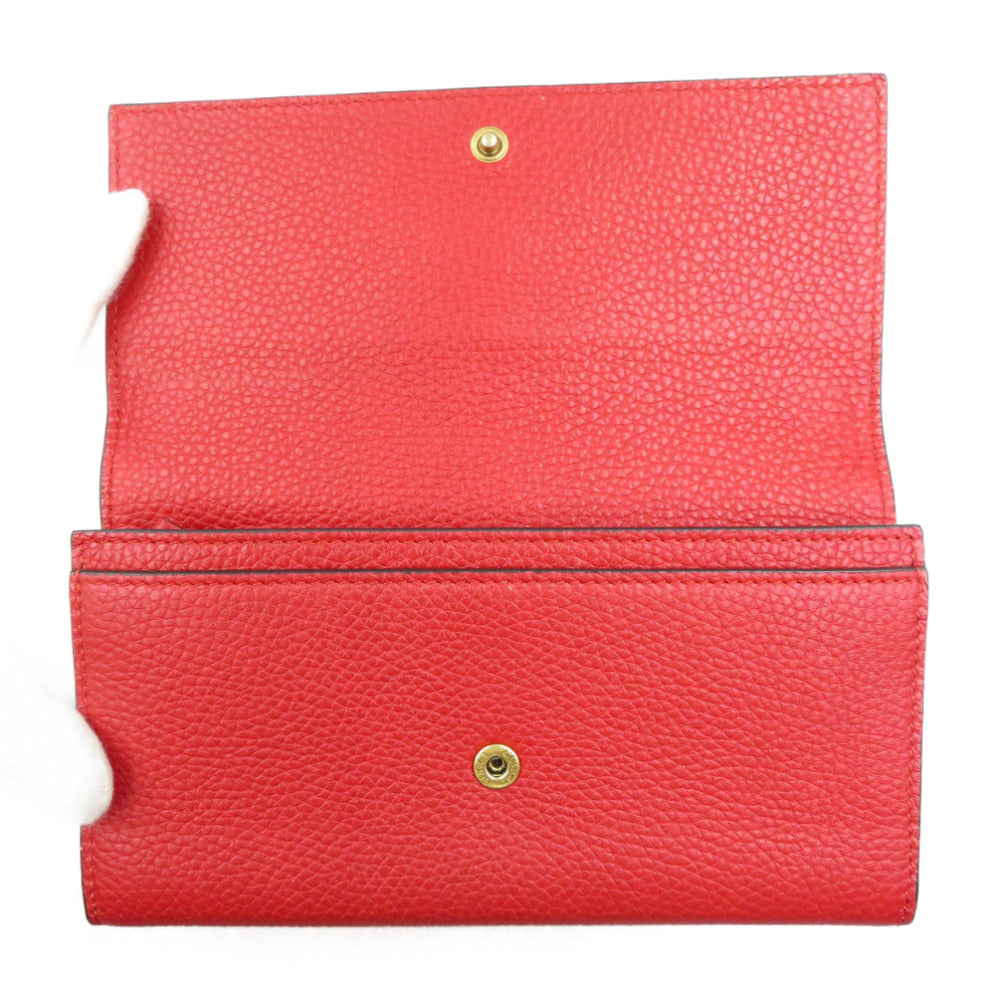 GUCCI Long Wallet Leather Red Animalier Continental