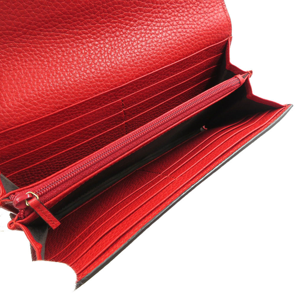 GUCCI Long Wallet Leather Red Animalier Continental