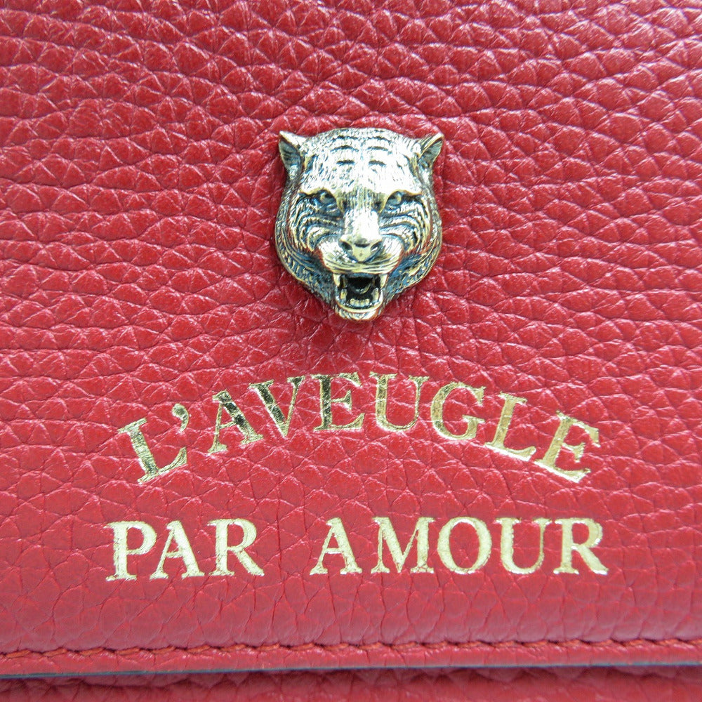 GUCCI Long Wallet Leather Red Animalier Continental