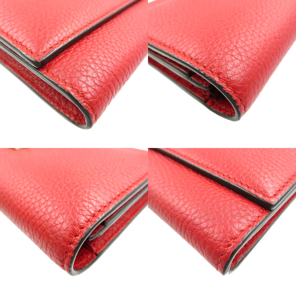GUCCI Long Wallet Leather Red Animalier Continental