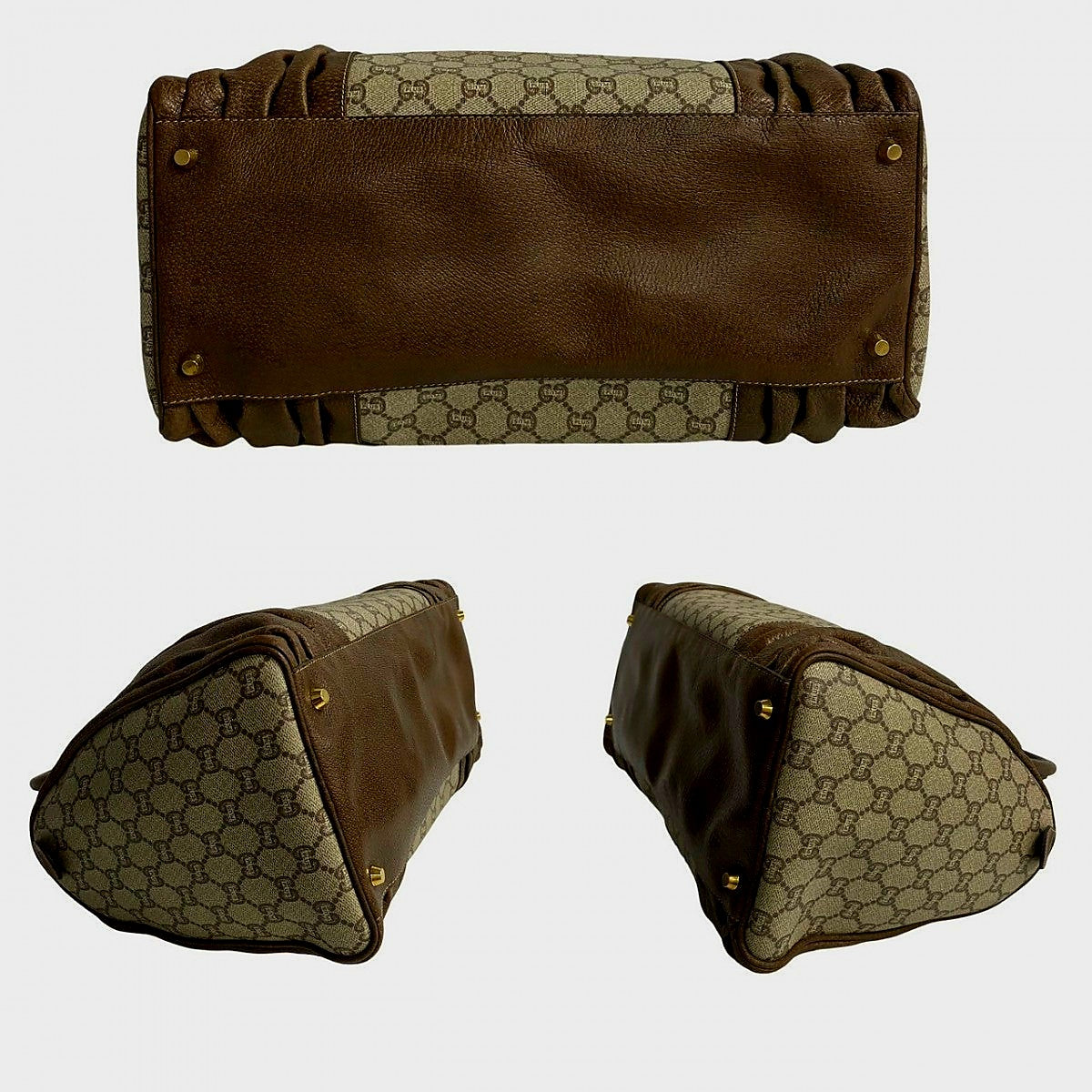 GUCCI Boston Duffel bag leather Brown