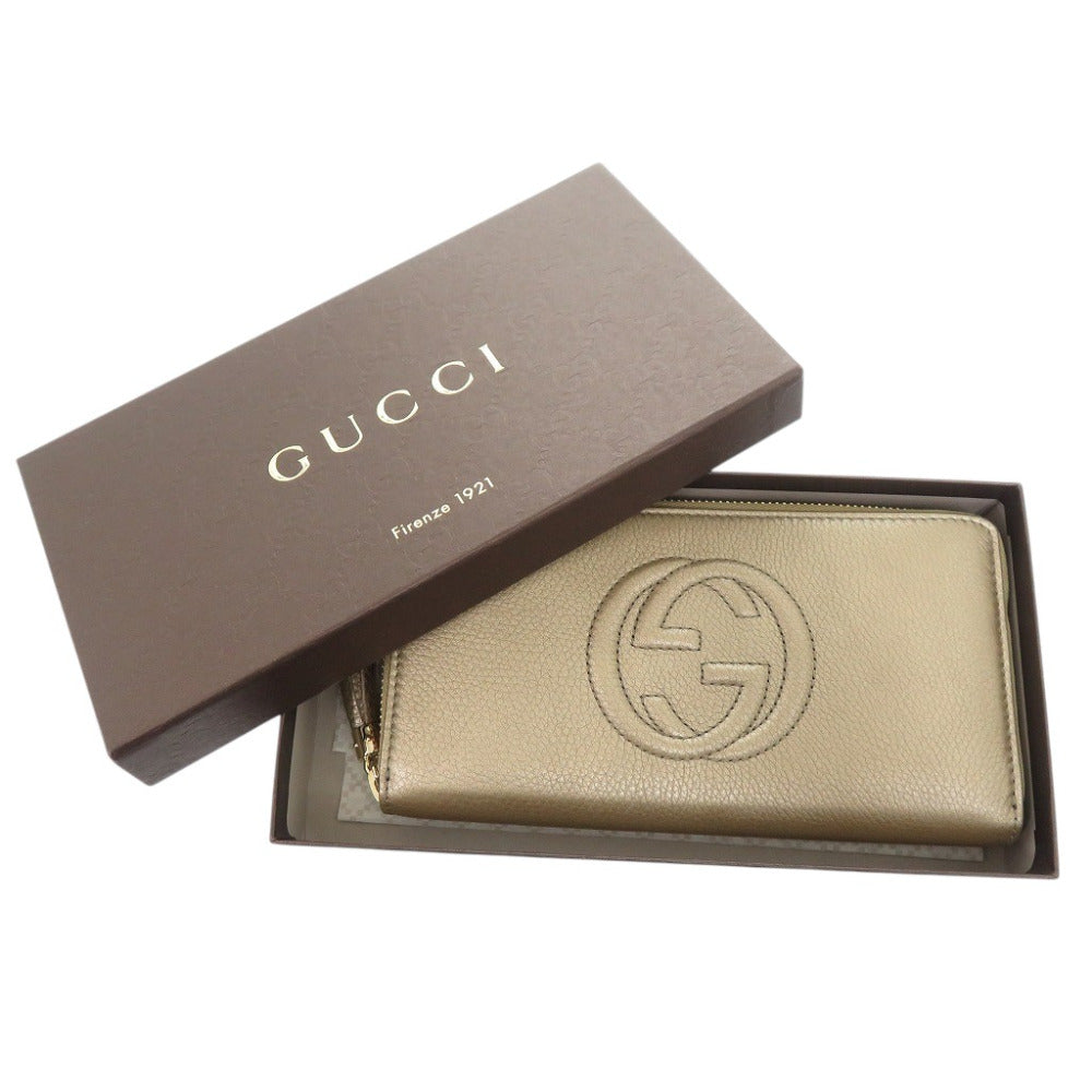 GUCCI Long Wallet Leather gold Soho