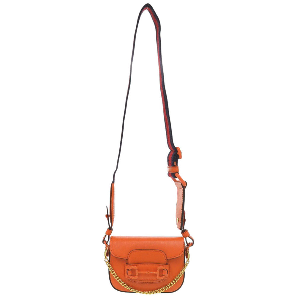 Gucci Orange Mini Leather Horsebit 1955 Web Satchel