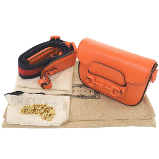 Gucci Orange Mini Leather Horsebit 1955 Web Satchel