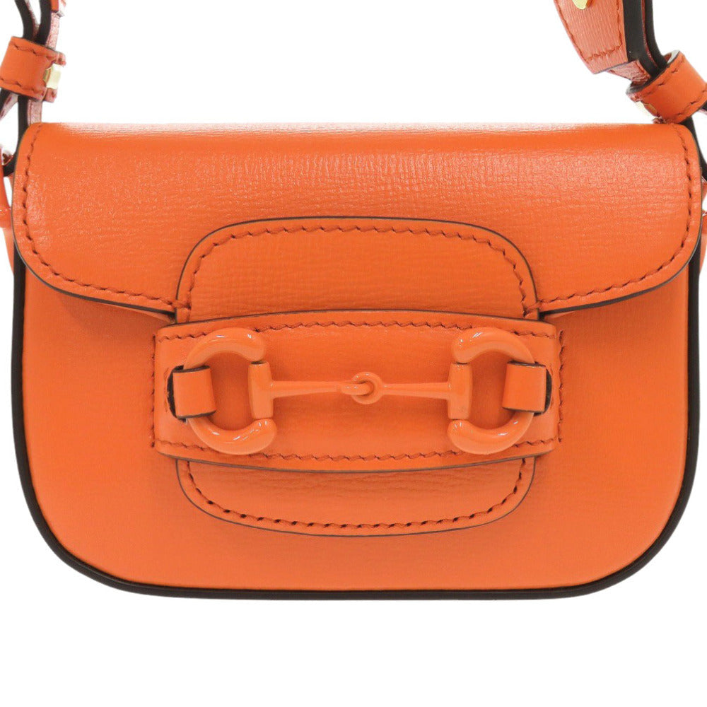Gucci Orange Mini Leather Horsebit 1955 Web Satchel