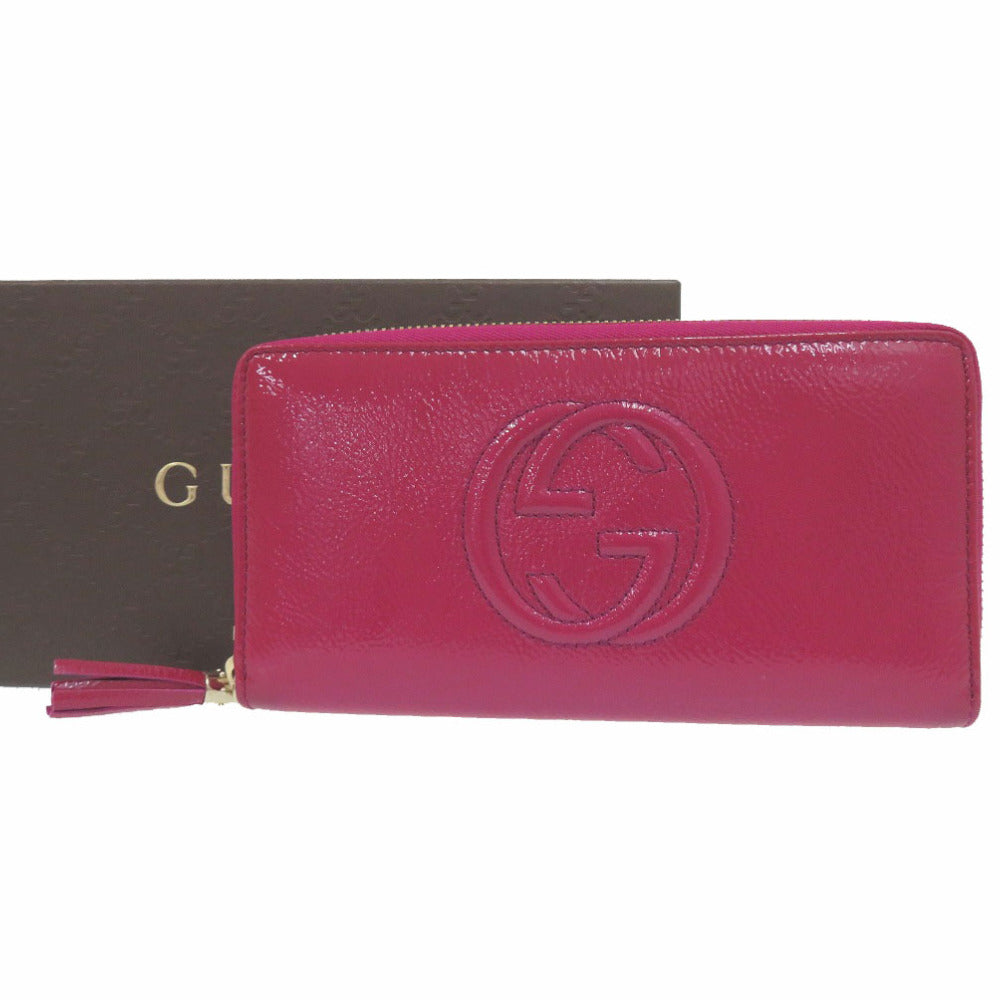 GUCCI Long Wallet Patent leather purple SOHO
