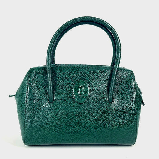 CARTIER Handbag leather green logo Top Handle