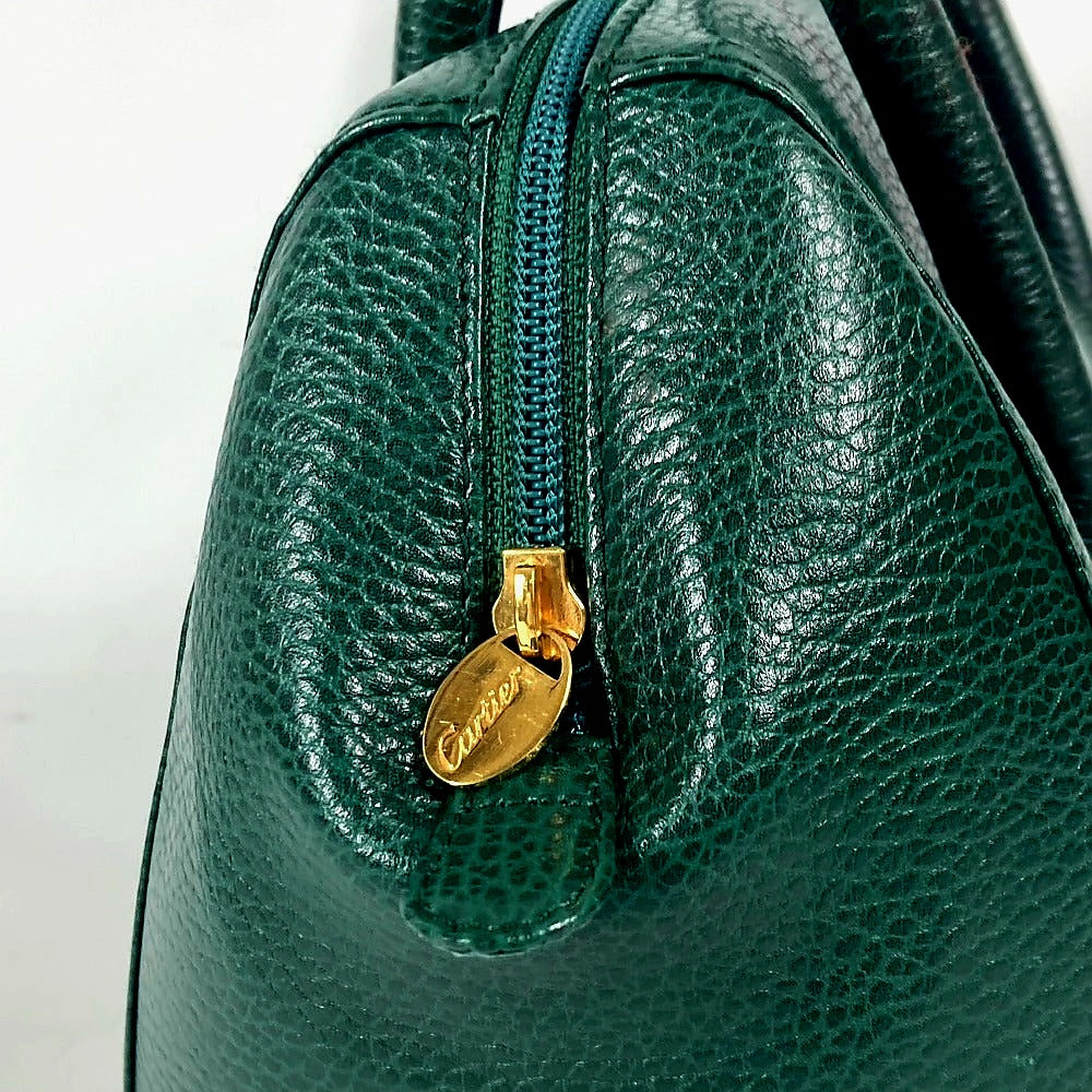 CARTIER Handbag leather green logo Top Handle