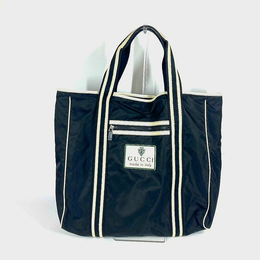 GUCCI Shoulder Bag Tote Nylon black Logo