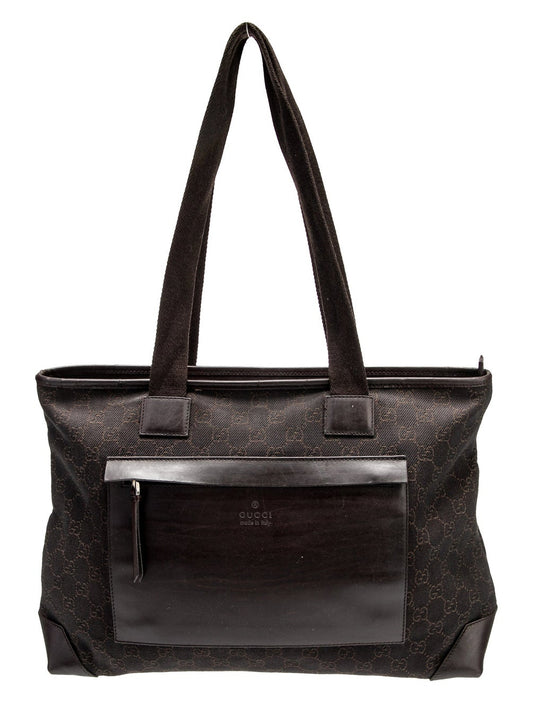 Gucci Supreme Brown GG Canvas Leather Shoulder Bag small  Tote Bag