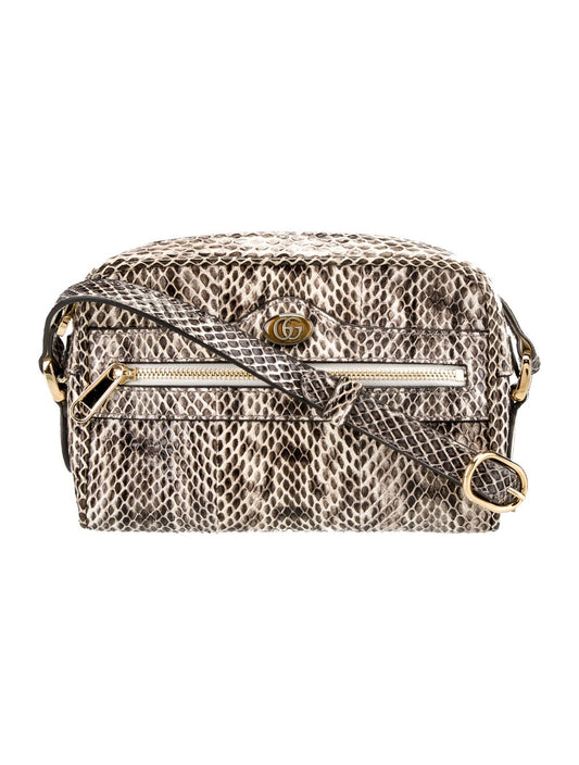 GUCCI Ophidia Phyton Leather Shoulder bag Beige
