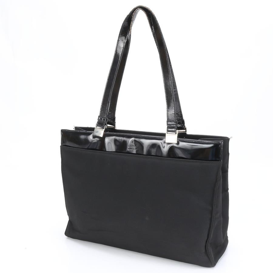 GUCCI Tote Bag Leather Nylon Black