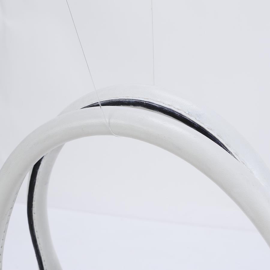 GUCCI Gucci Tote Bag Sherry Line Leather x Canvas Gray x White