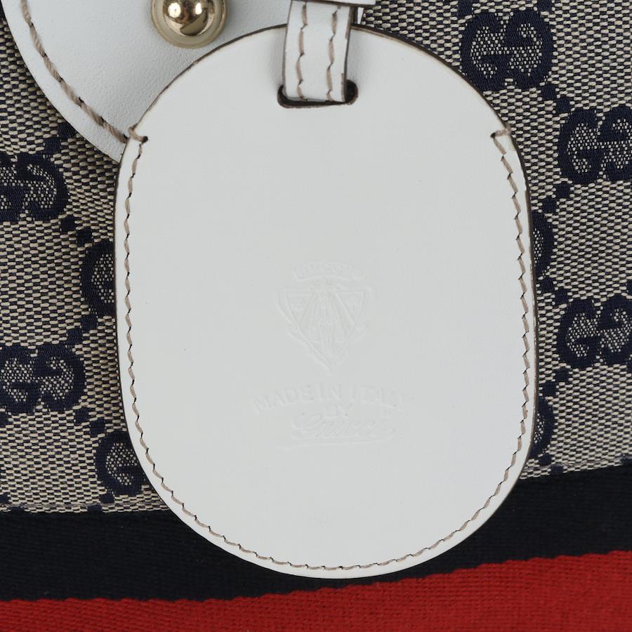 GUCCI Gucci Tote Bag Sherry Line Leather x Canvas Gray x White