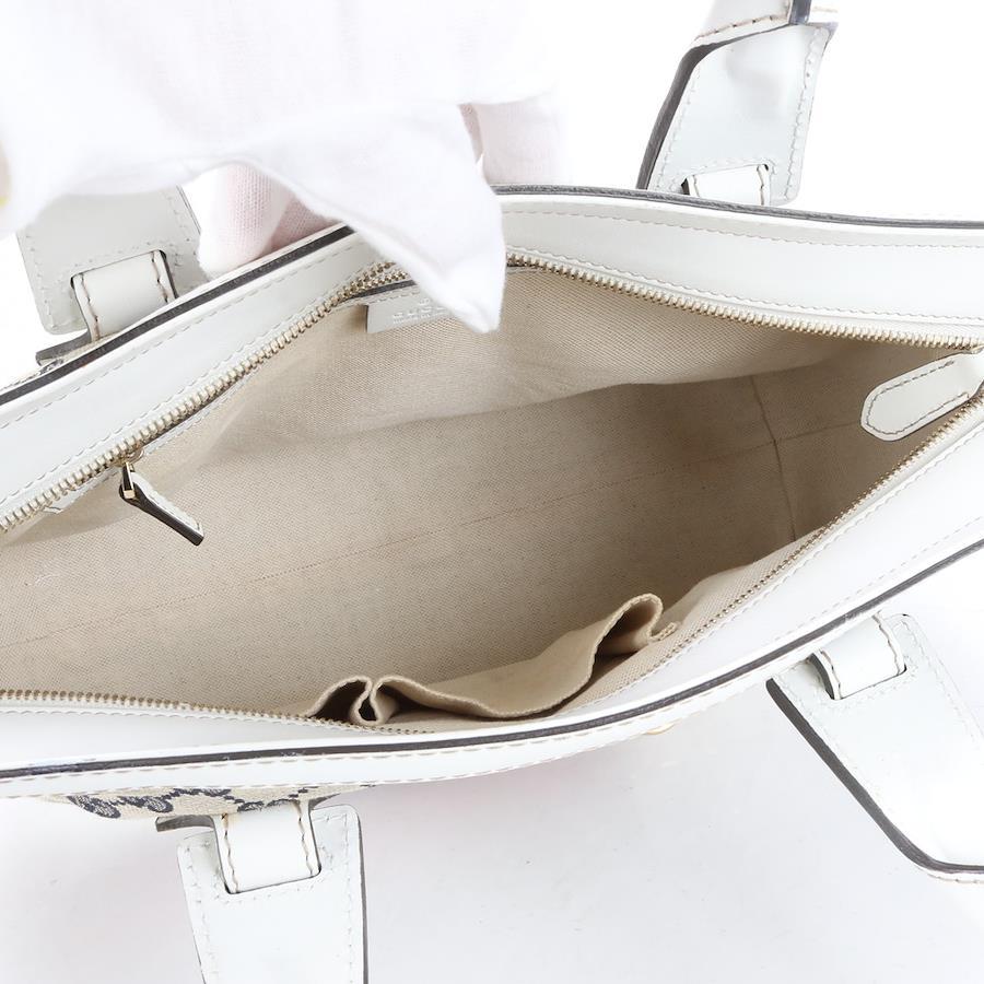 GUCCI Gucci Tote Bag Sherry Line Leather x Canvas Gray x White