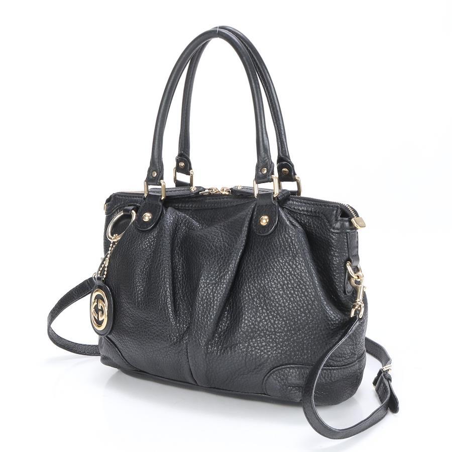 GUCCI Shoulder Bag Leather Black