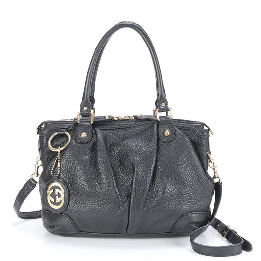 GUCCI Shoulder Bag Leather Black