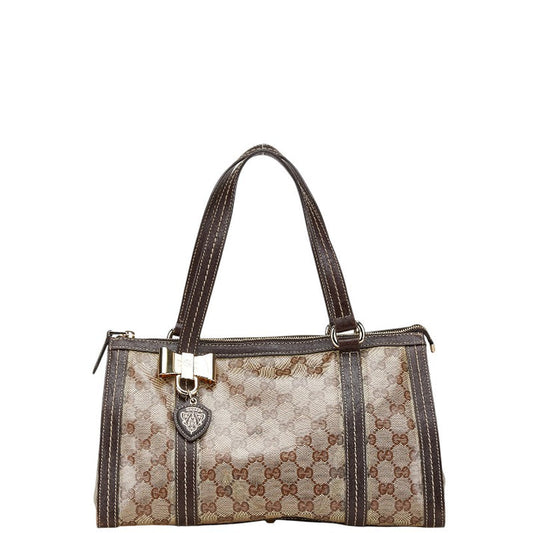 Gucci Ebony/Beige GG Crystal Canvas and Leather Duchessa Tote