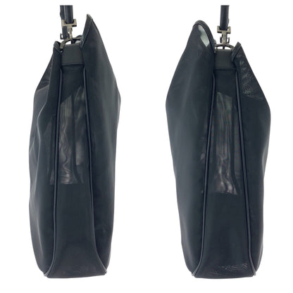 Gucci Shoulder Bag Tote Black / Silver Metal Bamboo Mesh