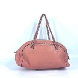 CHANEL Luxe Ligne Bowler Shoulder Bag leather Pink WChain