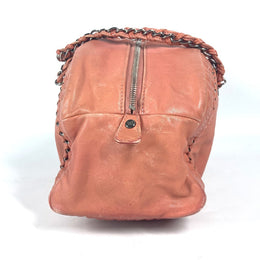 CHANEL Luxe Ligne Bowler Shoulder Bag leather Pink WChain