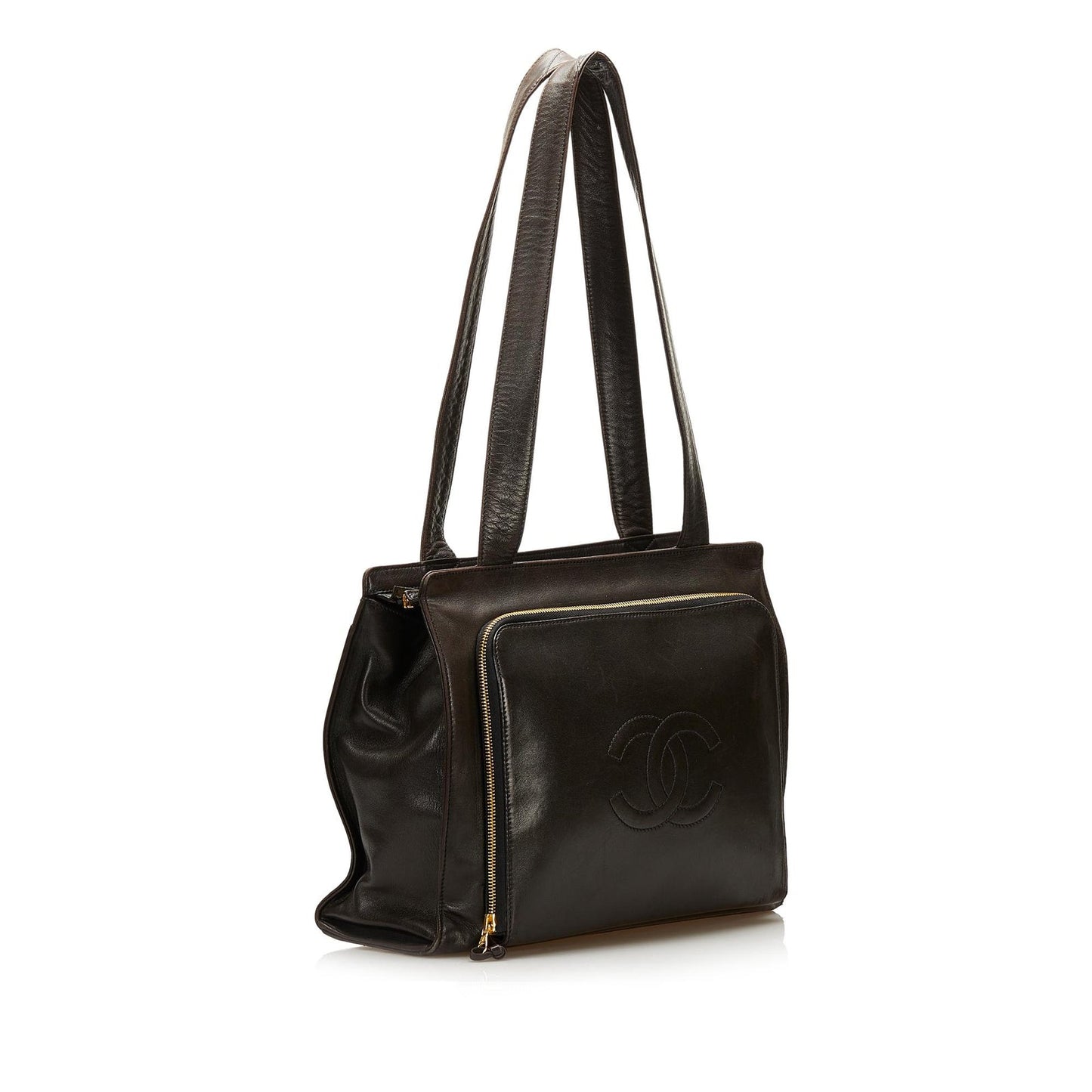 Chanel Timeless Front Pocket Shoulder Bag Chocolate Brown